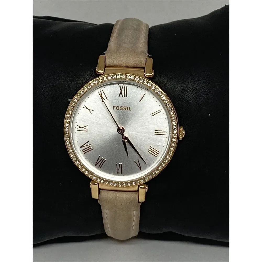 Fossil Kinsey ES4445 Women's Beige Leather Analog Silver Dial Quartz Watch JK89